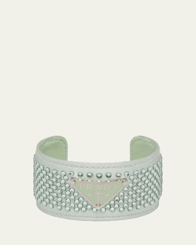 Triangle Logo Crystal Leather Cuff
